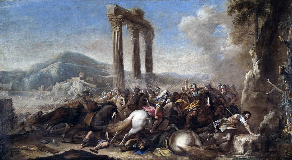 Scena di battaglia con colonnato classico - Historic England Archive